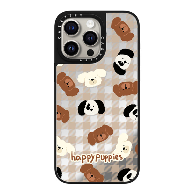 CASETiFY iPhone 15 Pro Max ケース Silver on Black ミラーケース MagSafe対応 Happy Puppies boboland