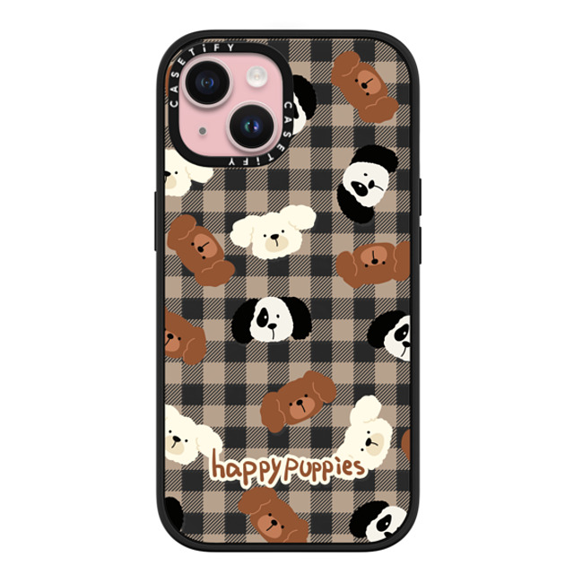 CASETiFY iPhone 15 ケース マットブラック インパクトケース MagSafe対応 Happy Puppies boboland