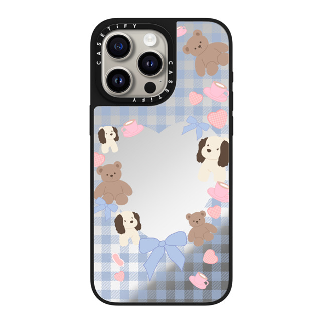 CASETiFY iPhone 15 Pro Max ケース Silver on Black ミラーケース MagSafe対応 Puppy Pudding boboland