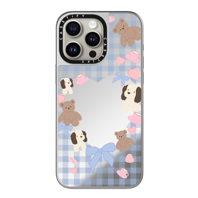 CASETiFY iPhone 15 Pro Max ケース シルバー (シルバーバンパー) ミラーケース MagSafe対応 Puppy Pudding boboland Back to School CASETiFY iPhone 15 Pro Max ケース シルバー (シルバーバンパー) ミラーケース MagSafe対応 Puppy Pudding boboland Back to School