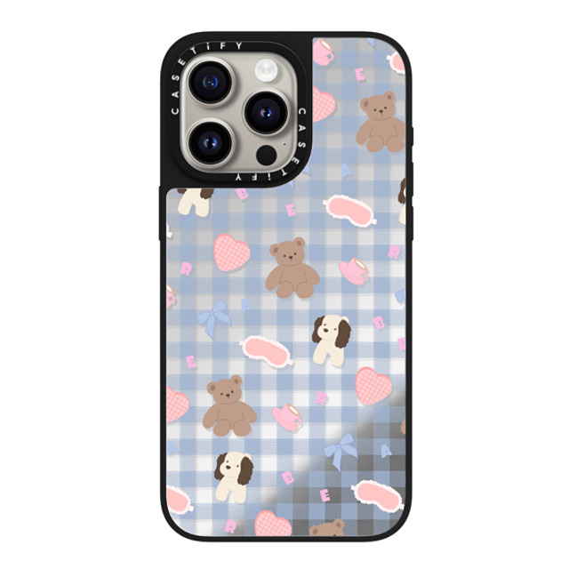 CASETiFY iPhone 15 Pro Max ケース Silver on Black ミラーケース MagSafe対応 Sleepwalking Bear boboland