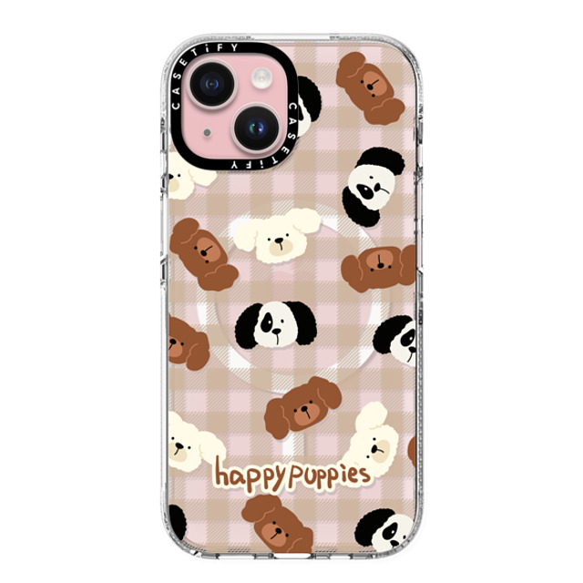 CASETiFY iPhone 15 ケース クリア クリア ケース MagSafe対応 Happy Puppies boboland