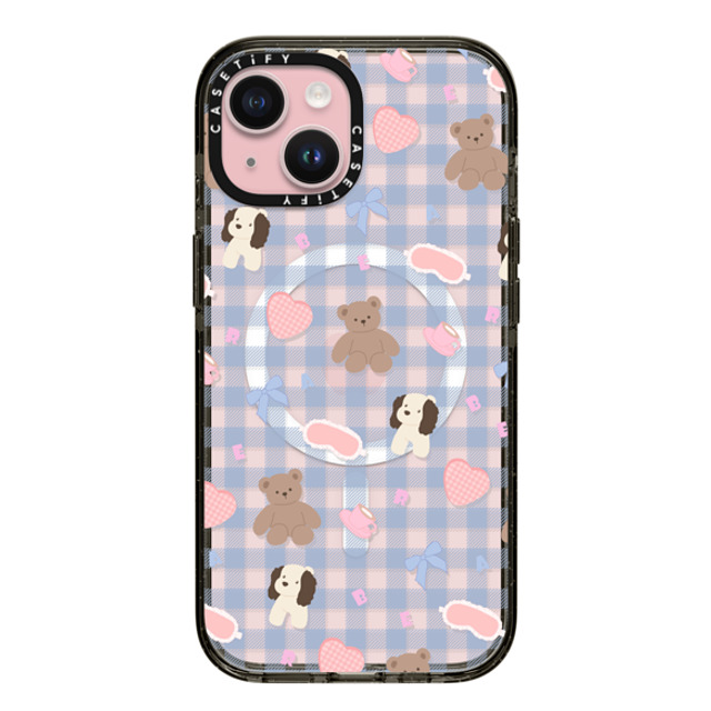 CASETiFY iPhone 15 ケース ブラック インパクトケース MagSafe対応 Sleepwalking Bear boboland