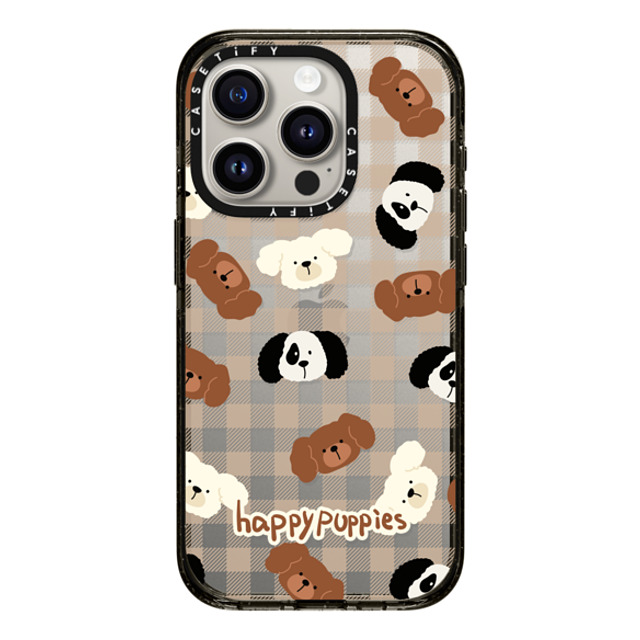 CASETiFY iPhone 15 Pro ケース ブラック インパクトケース Happy Puppies boboland