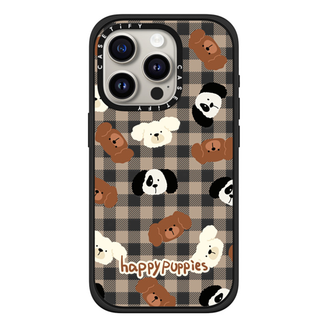 CASETiFY iPhone 15 Pro ケース マットブラック インパクトケース MagSafe対応 Happy Puppies boboland