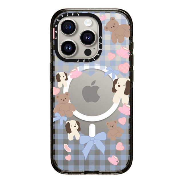 CASETiFY iPhone 15 Pro ケース ブラック インパクトケース MagSafe対応 Puppy Pudding boboland