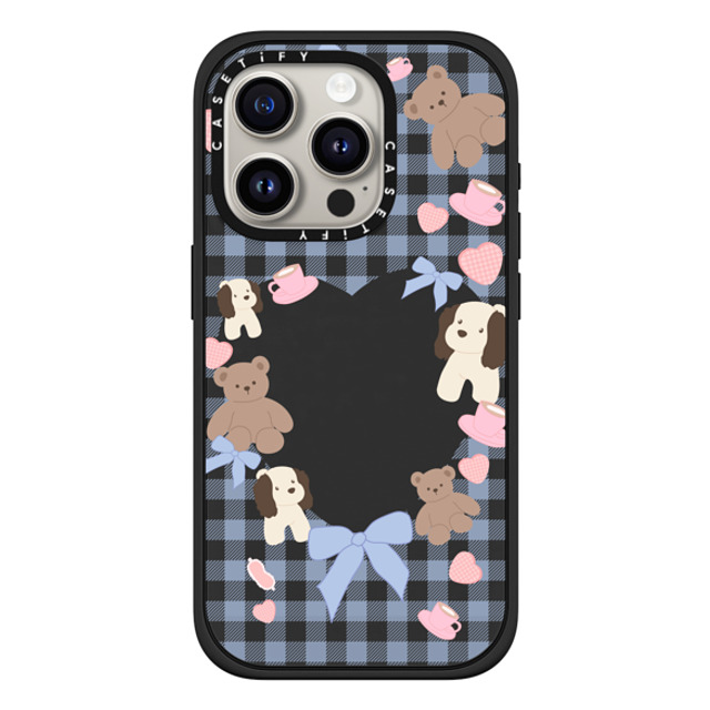 CASETiFY iPhone 15 Pro ケース マットブラック インパクトケース MagSafe対応 Puppy Pudding boboland