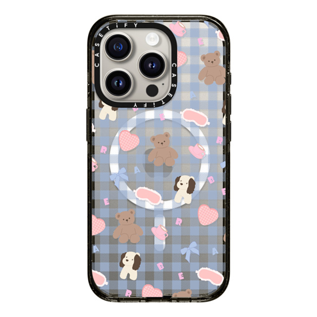 CASETiFY iPhone 15 Pro ケース ブラック インパクトケース MagSafe対応 Sleepwalking Bear boboland