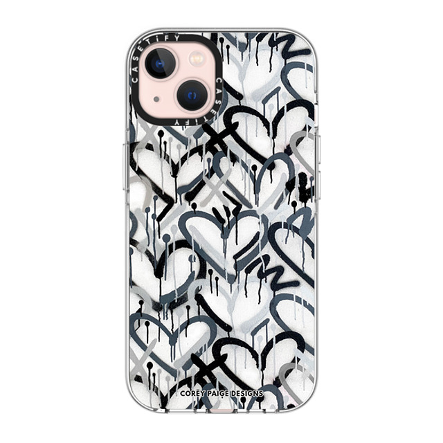 Corey Paige Designs x CASETiFY iPhone 13 ケース クリア クリア ケース MagSafe対応 Monochrome Graffiti Hearts by Corey Paige Designs