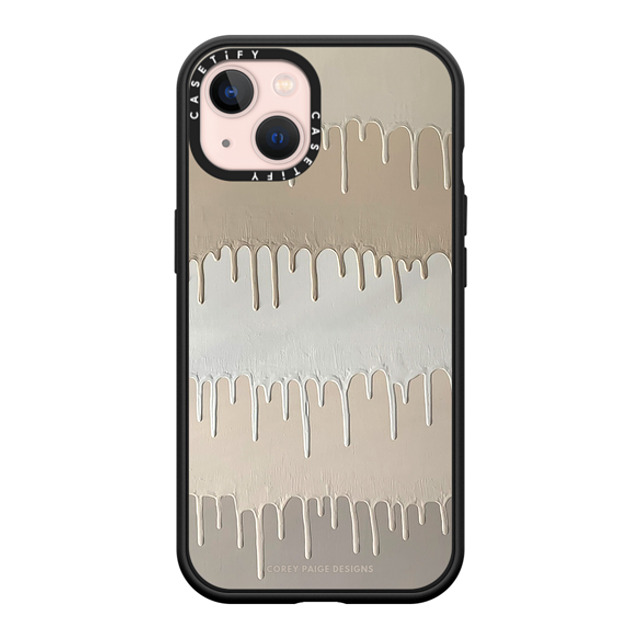 Corey Paige Designs x CASETiFY iPhone 13 ケース マットブラック インパクトケース MagSafe対応 Tan Painted Drips by Corey Paige Designs