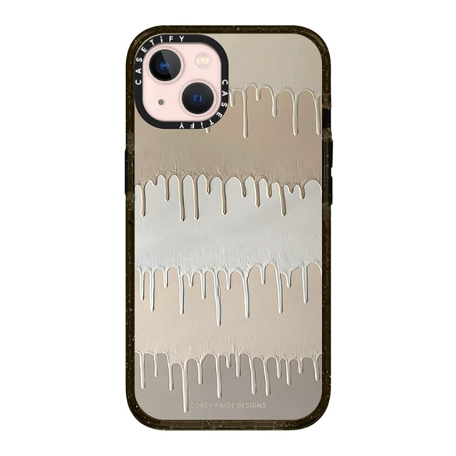 Corey Paige Designs x CASETiFY iPhone 13 ケース ブラック インパクトケース Tan Painted Drips by Corey Paige Designs