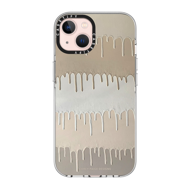 Corey Paige Designs x CASETiFY iPhone 13 ケース クリア クリア ケース MagSafe対応 Tan Painted Drips by Corey Paige Designs