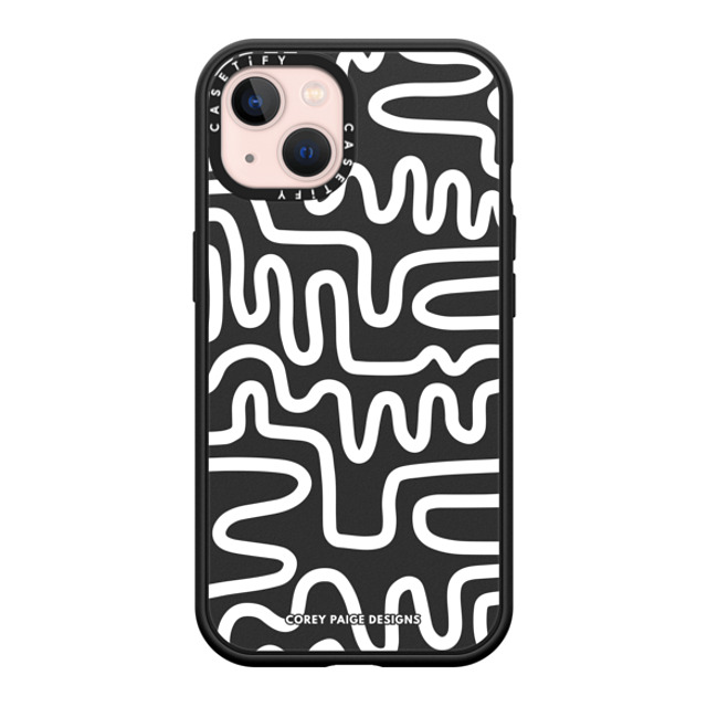 Corey Paige Designs x CASETiFY iPhone 13 ケース マットブラック インパクトケース MagSafe対応 White Line Art by Corey Paige Designs