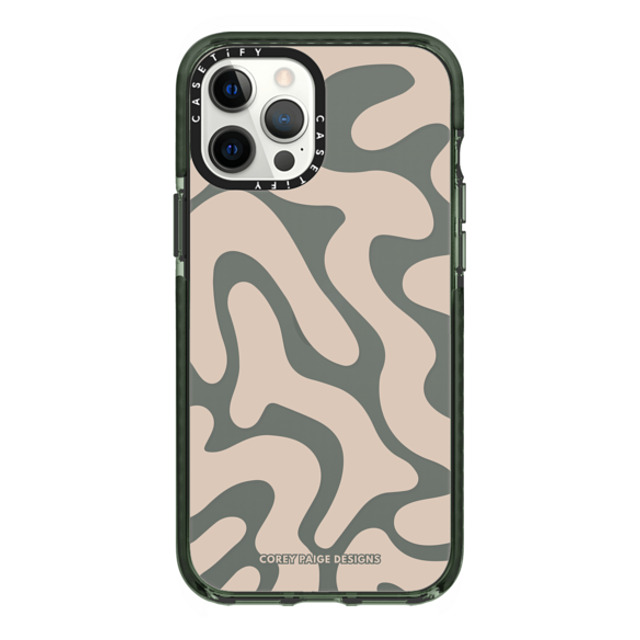 Corey Paige Designs x CASETiFY iPhone 12 Pro Max ケース Midnight Green インパクトケース Tan Abstract Shapes by Corey Paige Designs