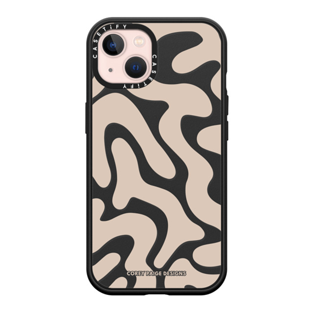 Corey Paige Designs x CASETiFY iPhone 13 ケース マットブラック インパクトケース MagSafe対応 Tan Abstract Shapes by Corey Paige Designs