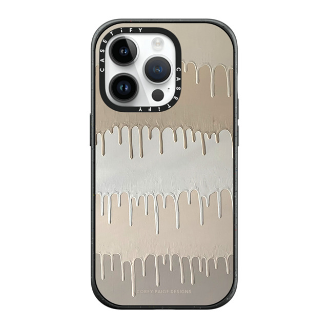 Corey Paige Designs x CASETiFY iPhone 14 Pro ケース マットブラック インパクトケース MagSafe対応 Tan Painted Drips by Corey Paige Designs