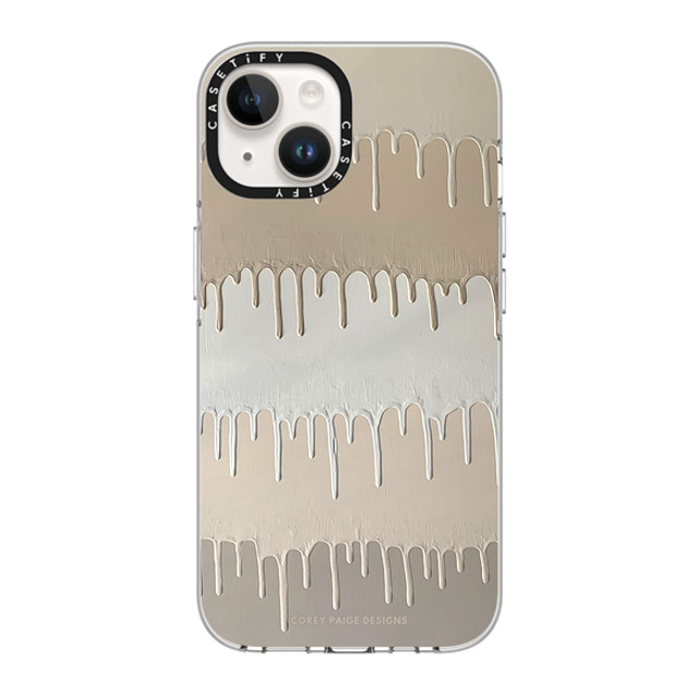 Corey Paige Designs x CASETiFY iPhone 14 ケース クリア クリア ケース MagSafe対応 Tan Painted Drips by Corey Paige Designs