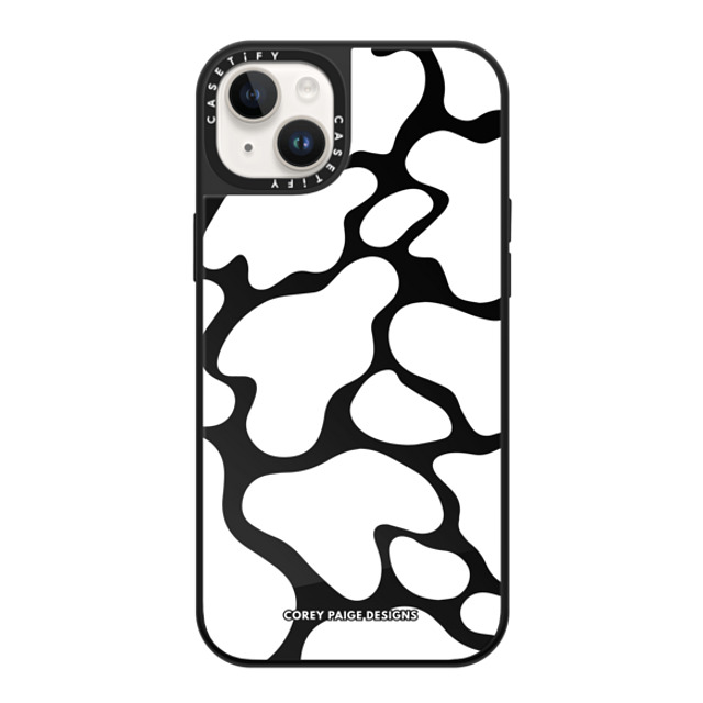 Corey Paige Designs x CASETiFY iPhone 14 Plus Case Cow,Animal Black on Black ミラーケース MagSafe対応 White Cow Print by Corey Paige Designs Mother's Day Corey Paige Designs x CASETiFY iPhone 14 Plus Case Cow,Animal Black on Black ミラーケース MagSafe対応 White Cow Print by Corey Paige Designs Mother's Day
