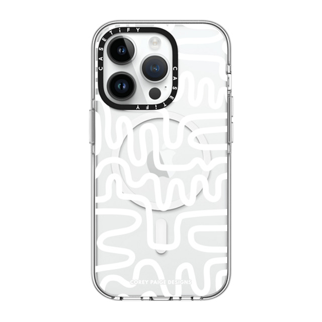 Corey Paige Designs x CASETiFY iPhone 14 Pro ケース クリア クリア ケース MagSafe対応 White Line Art by Corey Paige Designs