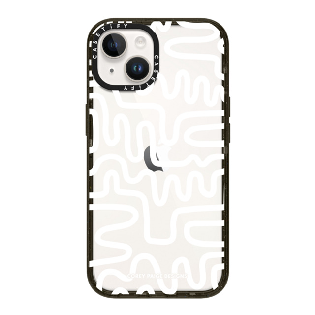 Corey Paige Designs x CASETiFY iPhone 14 ケース ブラック インパクトケース White Line Art by Corey Paige Designs