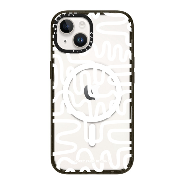 Corey Paige Designs x CASETiFY iPhone 14 ケース ブラック インパクトケース MagSafe対応 White Line Art by Corey Paige Designs