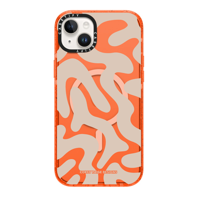 Corey Paige Designs x CASETiFY iPhone 14 Plus ケース オレンジ インパクトケース MagSafe対応 Tan Abstract Shapes by Corey Paige Designs