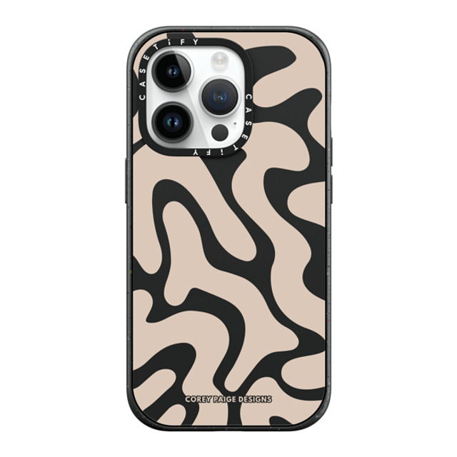 Corey Paige Designs x CASETiFY iPhone 14 Pro ケース マットブラック インパクトケース Tan Abstract Shapes by Corey Paige Designs