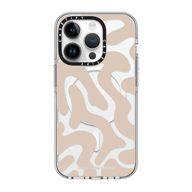 Corey Paige Designs x CASETiFY iPhone 14 Pro ケース クリア クリア ケース MagSafe対応 Tan Abstract Shapes by Corey Paige Designs