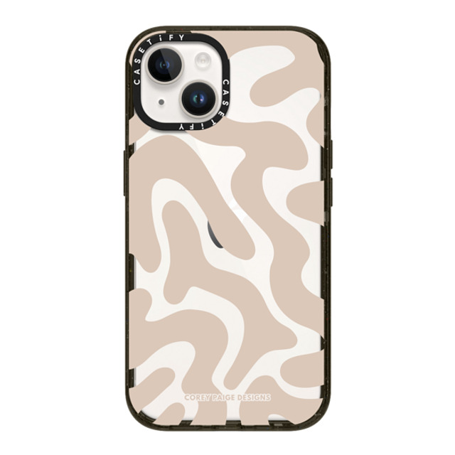 Corey Paige Designs x CASETiFY iPhone 14 ケース ブラック インパクトケース Tan Abstract Shapes by Corey Paige Designs