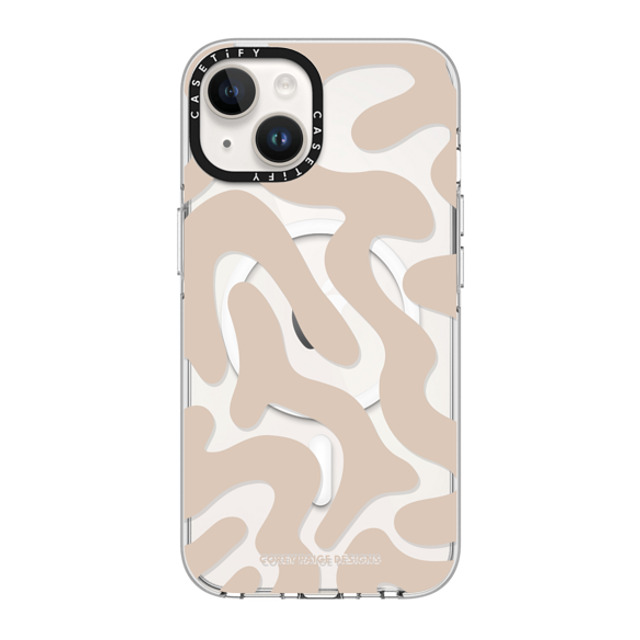 Corey Paige Designs x CASETiFY iPhone 14 ケース クリア クリア ケース MagSafe対応 Tan Abstract Shapes by Corey Paige Designs