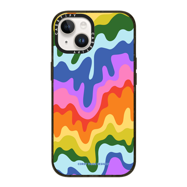 Corey Paige Designs x CASETiFY iPhone 14 ケース ブラック インパクトケース MagSafe対応 Rainbow Meltdown by Corey Paige Designs