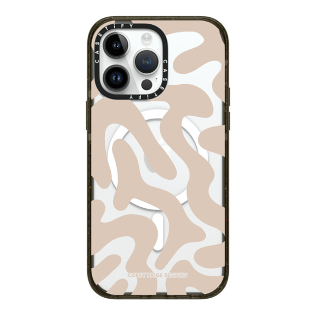 Corey Paige Designs x CASETiFY iPhone 14 Pro Max ケース ブラック インパクトケース MagSafe対応 Tan Abstract Shapes by Corey Paige Designs