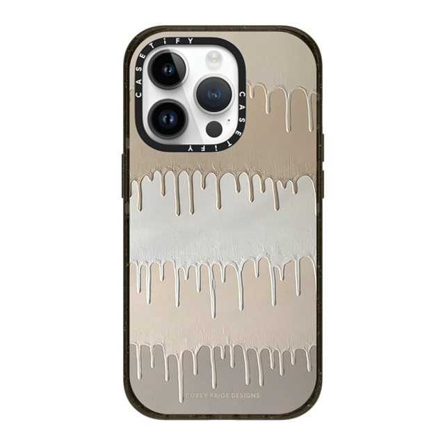 Corey Paige Designs x CASETiFY iPhone 14 Pro ケース ブラック インパクトケース MagSafe対応 Tan Painted Drips by Corey Paige Designs