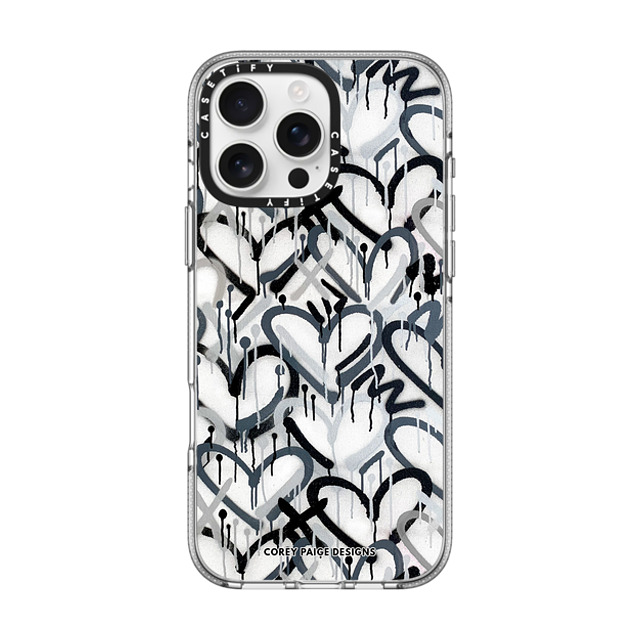 Corey Paige Designs x CASETiFY iPhone 16 Pro Max ケース クリア クリア ケース MagSafe対応 Monochrome Graffiti Hearts by Corey Paige Designs