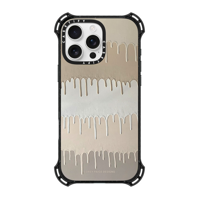 Corey Paige Designs x CASETiFY iPhone 16 Pro Max ケース ブラック バウンスケース Tan Painted Drips by Corey Paige Designs