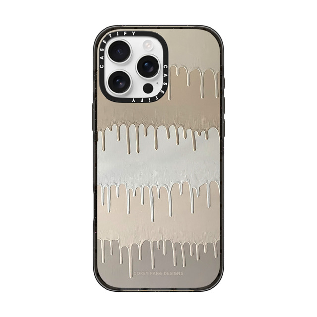 Corey Paige Designs x CASETiFY iPhone 16 Pro Max ケース ブラック インパクトケース MagSafe対応 Tan Painted Drips by Corey Paige Designs