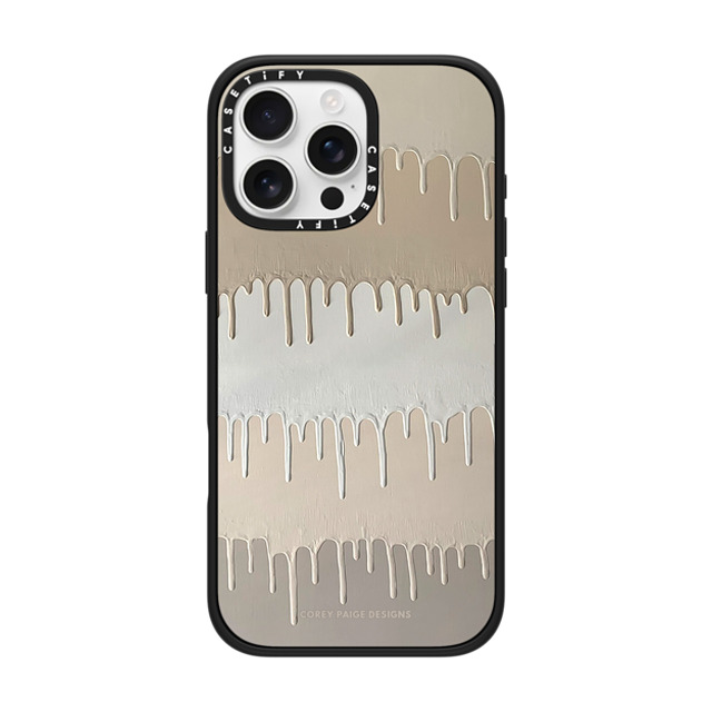 Corey Paige Designs x CASETiFY iPhone 16 Pro Max ケース マットブラック インパクトケース MagSafe対応 Tan Painted Drips by Corey Paige Designs