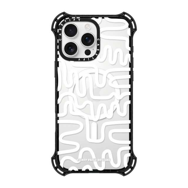 Corey Paige Designs x CASETiFY iPhone 16 Pro Max ケース ブラック バウンスケース White Line Art by Corey Paige Designs