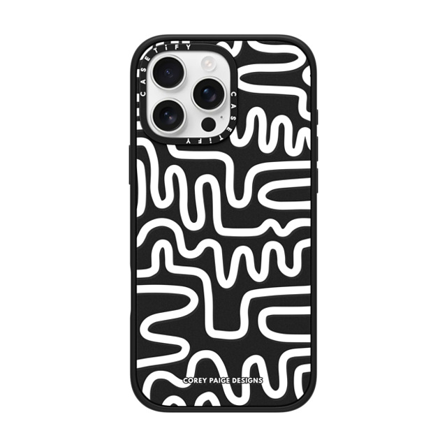 Corey Paige Designs x CASETiFY iPhone 16 Pro Max ケース マットブラック インパクトケース MagSafe対応 White Line Art by Corey Paige Designs