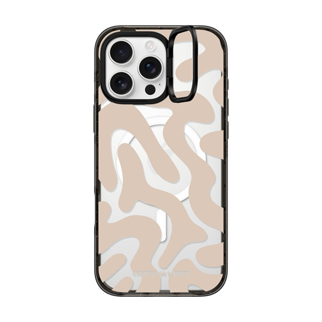 Corey Paige Designs x CASETiFY iPhone 16 Pro Max ケース ブラック インパクトリングスタンドケース MagSafe対応 Tan Abstract Shapes by Corey Paige Designs