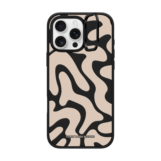 Corey Paige Designs x CASETiFY iPhone 16 Pro Max ケース マットブラック インパクトリングスタンドケース MagSafe対応 Tan Abstract Shapes by Corey Paige Designs