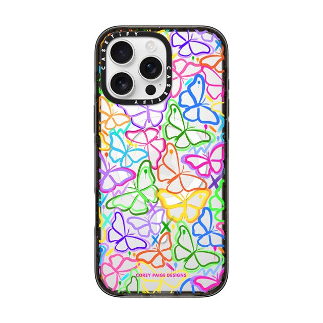 Corey Paige Designs x CASETiFY iPhone 16 Pro Max ケース ブラック インパクトケース MagSafe対応 Butterfly Bliss by Corey Paige Designs