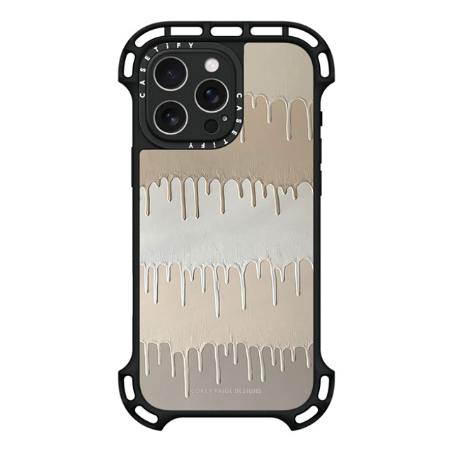 Corey Paige Designs x CASETiFY iPhone 16 Pro Max ケース ブラック ウルトラ バウンスケース MagSafe対応 Tan Painted Drips by Corey Paige Designs