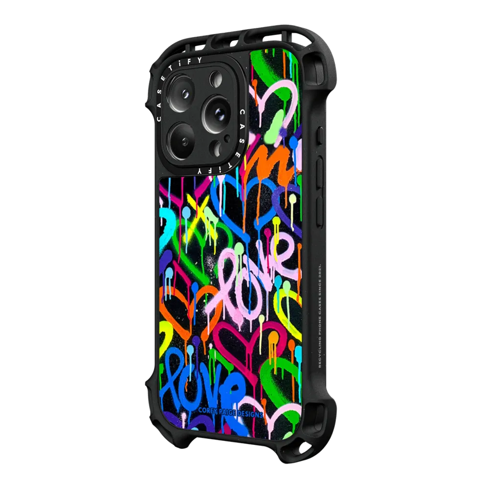 Ultra Bounce iPhone 16 Pro Max Case MagSafe Compatible - Love & Hearts Street Art by Corey Paige Designs