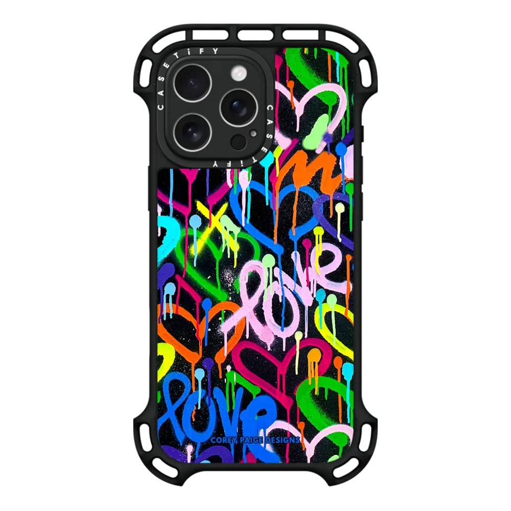 Ultra Bounce iPhone 16 Pro Max Case MagSafe Compatible - Love & Hearts Street Art by Corey Paige Designs