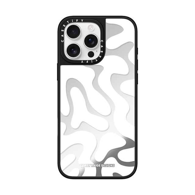 Corey Paige Designs x CASETiFY iPhone 16 Pro Max ケース Pattern,Abstract Silver on Black ミラーケース MagSafe対応 White Abstract Shapes by Corey Paige Designs Back to School Corey Paige Designs x CASETiFY iPhone 16 Pro Max ケース Pattern,Abstract Silver on Black ミラーケース MagSafe対応 White Abstract Shapes by Corey Paige Designs Back to School