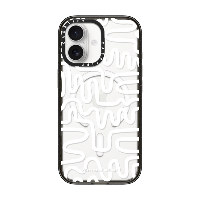 Corey Paige Designs x CASETiFY iPhone 17 Case Abstract,Chrome Black CpNgP[X MagSafeΉ White Line Art by Corey Paige Designs