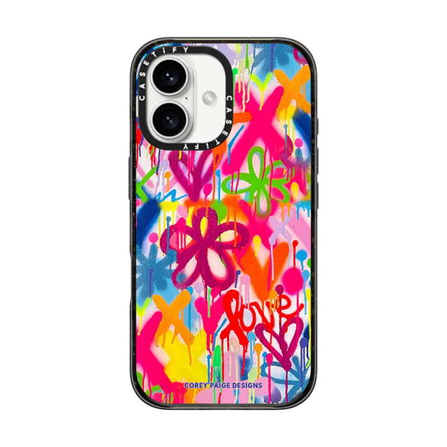 Corey Paige Designs x CASETiFY iPhone 16 ケース ブラック インパクトケース MagSafe対応 Graffiti Street Style by Corey Paige Designs