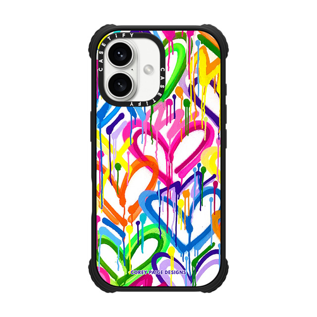 Corey Paige Designs x CASETiFY iPhone 16 Case Matte Black ウルトラ インパクトケース MagSafe 対応 Neon Layered Graffiti Hearts by Corey Paige Designs Corey Paige Designs x CASETiFY iPhone 16 Case Matte Black ウルトラ インパクトケース MagSafe 対応 Neon Layered Graffiti Hearts by Corey Paige Designs