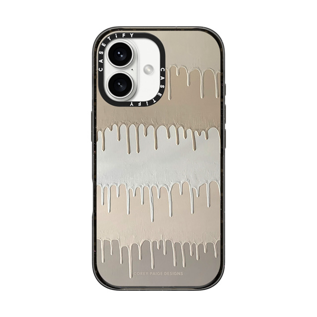 Corey Paige Designs x CASETiFY iPhone 16 ケース ブラック インパクトケース MagSafe対応 Tan Painted Drips by Corey Paige Designs